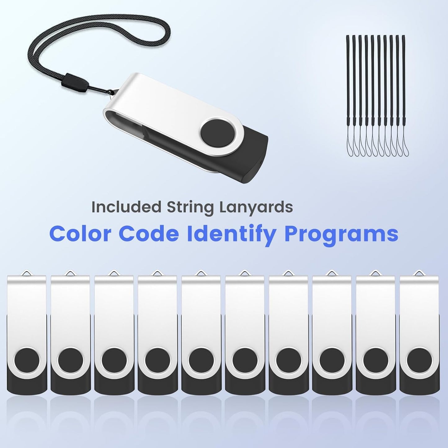 ABLAZE 32GB Flash Drive 2 Pack, USB 2.0 Thumb Drives with Lanyards Swivel USB Memory Stick 16GB