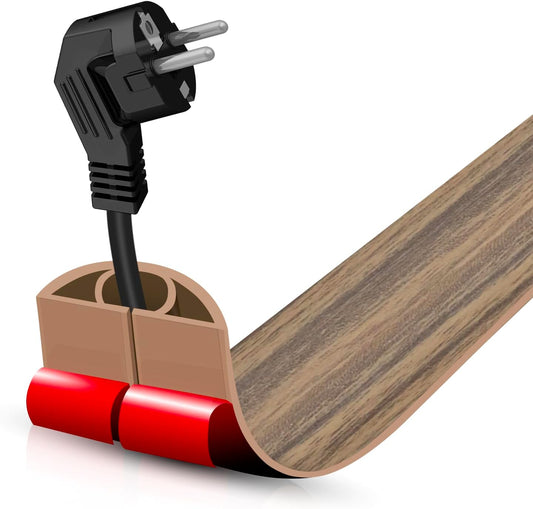 Floor Cord Cover Self Adhesive Cord Hider,3.3FT Cable Management, Extension Strip Protector for Wires, Prevent Cable Trips for Offices, Gyms, Exhibitions Cavity:0.39"(W) x0.27(H) Woodsmokedbrown