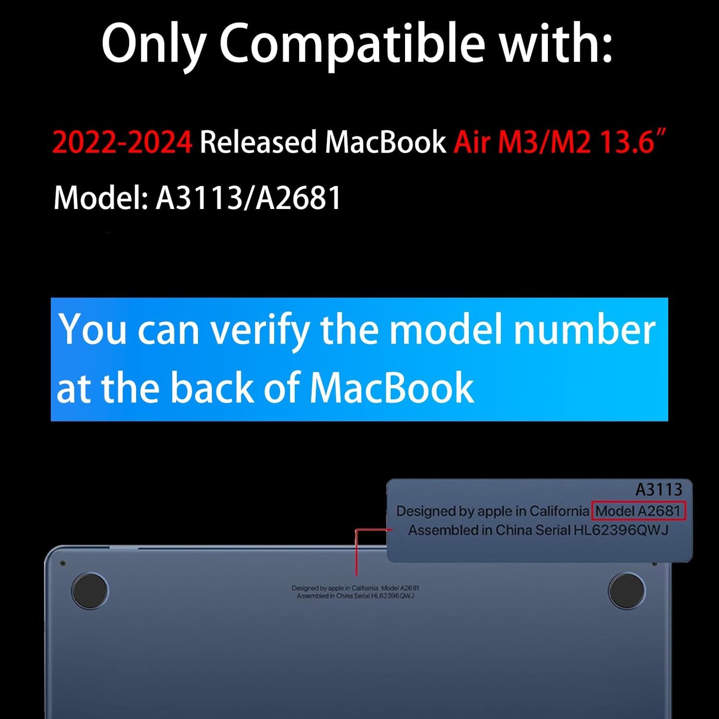 Teryeefi for MacBook Air M4 M3 M2 13 inch Case fits Model A3240 A3113 A2681, Hard Shell for MacBook Air 13.6" 2022-2025 Released with Keyboard Cover+Screen Protector+Type C Adapter, Petal and Flowers