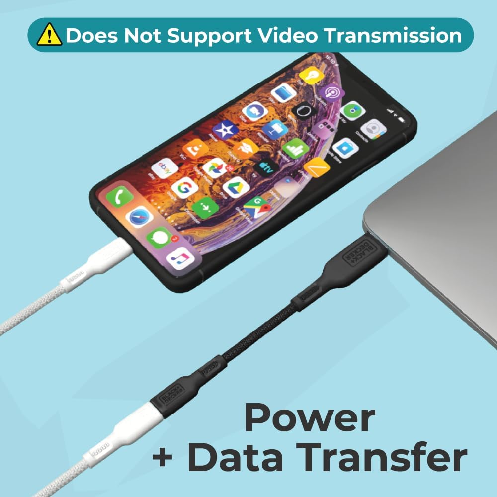 BLACK+DECKER USB C to USB Adapter [2 Pack], Type C Female to USBA Male OTG Cable USBA to USBC Adapter Apple Compatible with MacBook Pro/Air, iPhone 16/15 Series, Samsung Galaxy S24/S23/S22, Black