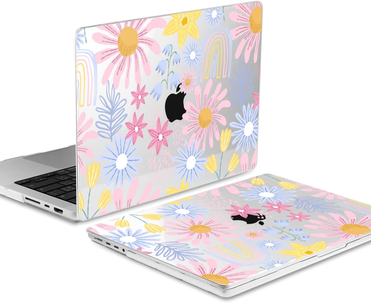 DONGKE for M4 MacBook Pro 16 Inch Case 2024 2023 2021 A3403 A3186 M3 A2991 M2 A2780 M1 A2485 Pro/Max Chip, Plastic Hard Shell Case & Keyboard Cover for Mac Pro 16 with Touch ID, Florals