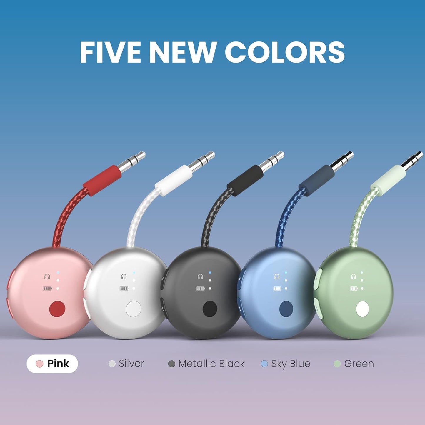 Avantree SoundJet R1 – Airplane Bluetooth Adapter for Headphones & AirPods, aptX Adaptive, Qualcomm Chipset, 20H Battery, Wireless Audio Transmitter for in-Flight Travel Essentials - Pink