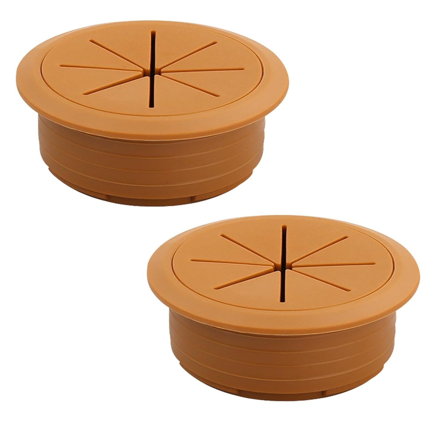 2 Pcs Desk Grommet 2-1/16" / 53 mm, Desk Hole Cover for Cables Brown, Cable Grommet ABS Plastic, Desk Hole Grommet for Home & Office Pc, Detachable Cable Cord Organizer