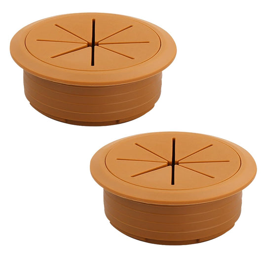 2 Pcs Desk Grommet 2" / 50 mm, Desk Hole Cover for Cables, Cable Grommet ABS Plastic, Desk Hole Grommet for Home & Office Pc, Detachable Cable Cord Organizer,Brown