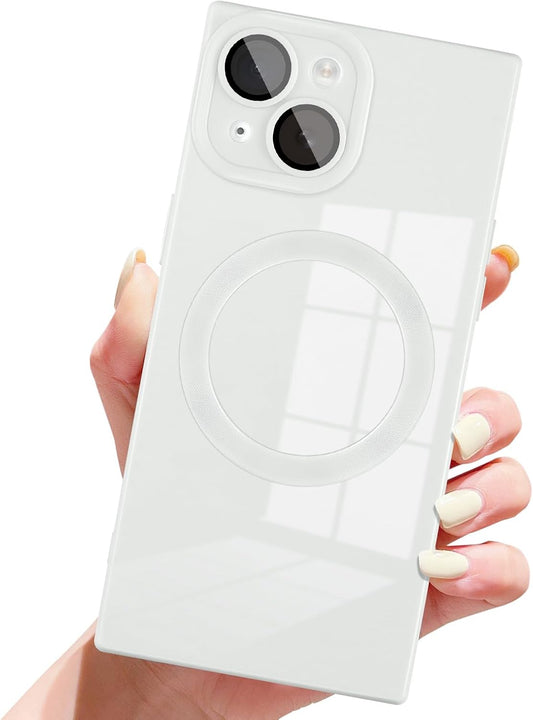 Designed for iPhone 15 Case Compatible with Magsafe Cover Camera Lens Protector Military Grade Protection Shockproof Soft TPU Slim Magnetic Phone Case for iPhone 15 White