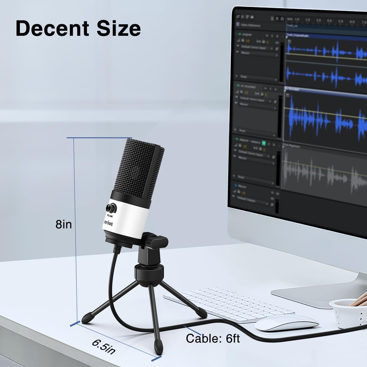 FIFINE USB Podcast Microphone,PC Computer Recording Mic for Desktop Laptop,Studio Condenser Microphone with Volume Knob for Voice-Over, Vocals, Online Meeting, YouTube-K669W