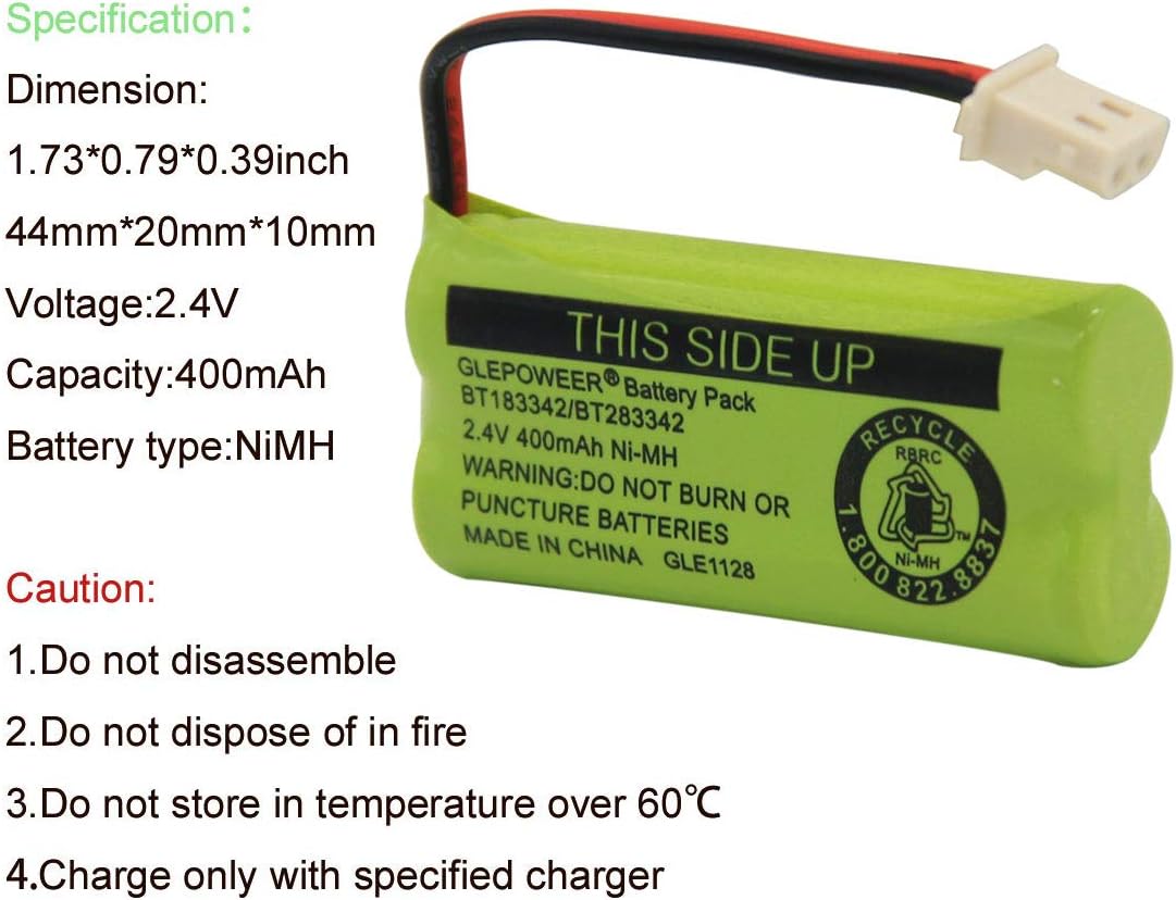 BT183342 BT283342 BT166342 BT266342 BT162342 BT262342 Battery Compatible with CS6114 CS6419 CS6719 EL52300 CL80111 Cordless Handset Phone (Pack of 4)