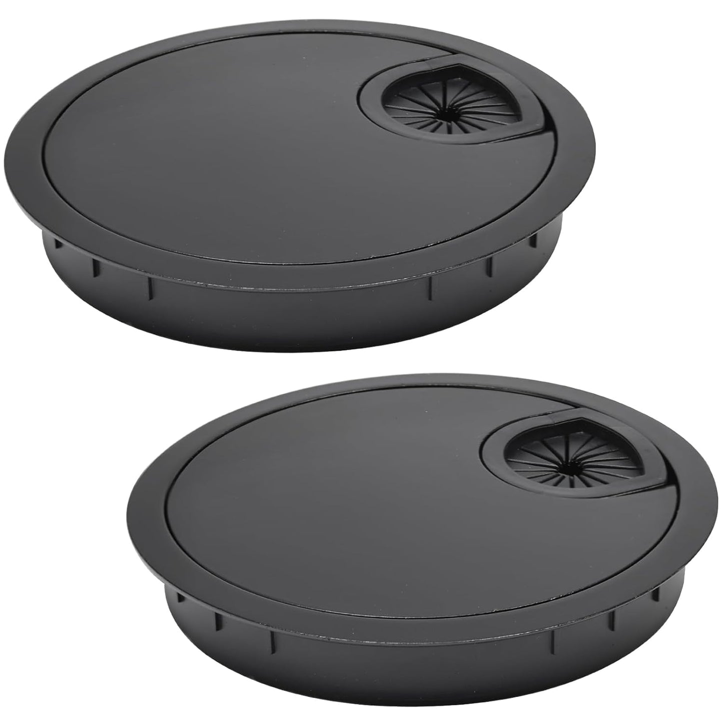2 Pcs Desk Grommet 3-1/8" / 80 mm, Desk Cord Hole Cover, Cable Grommet Metal Zinc Alloy Materilal, Desk Hole Grommet for Home & Office Pc, Detachable Cable Cord Organizer-Flat Black