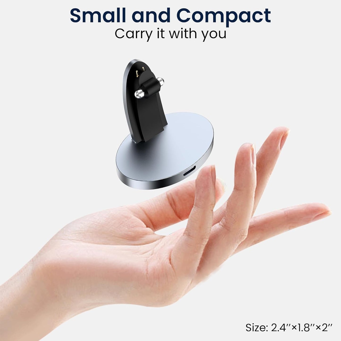 Charging Dock Compatible with R.ay-B.an Me ta Smart AI Glasses, Portable Charging Stand for Way-farer/Sky-ler/Head -Liner Accessories, Compact Charger, Space Gray