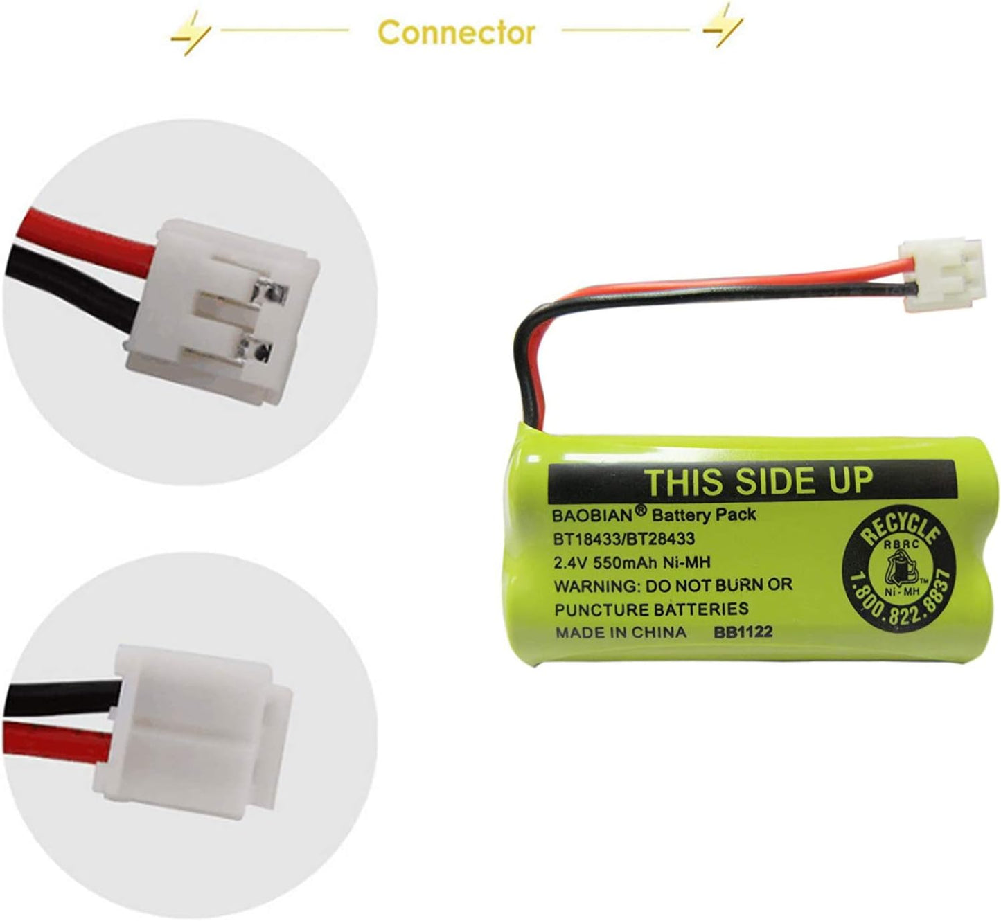 2.4V Rechargeable Cordless Phone Batteries Compatible with for AT&T/Lucent BT-18433 BT-184342 BT-28433 BT-284342 BT-6010 BT-8000 BT-8001 BT-8300 Empire CPH-515D CPH515D(Pack of 2)