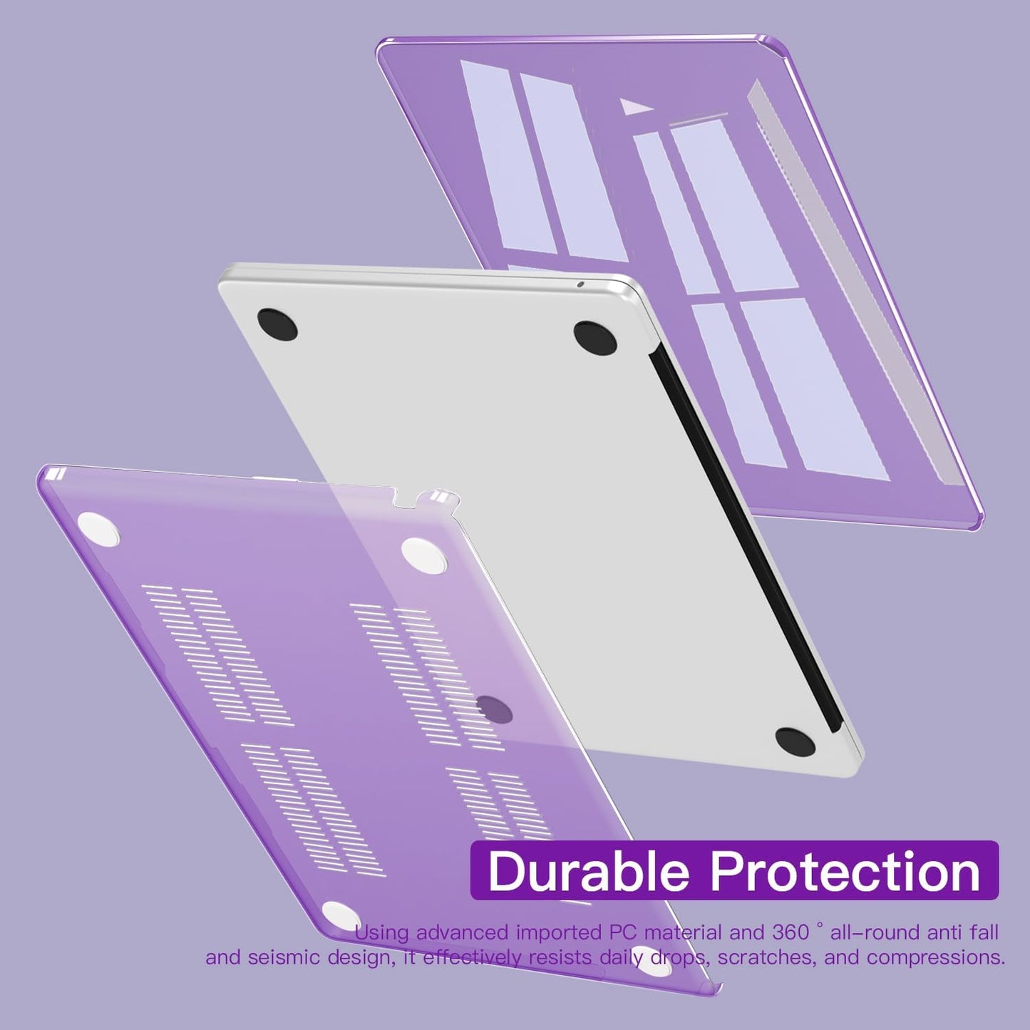 CISSOOK for MacBook Air 13.6 inch Case 2025 2024 2022 Release A3240 A3113 A2681 with Liquid Retina Display, Protective Hard Shell Case for MacBook Air 13 M2 M3 M4, Crystal Purple