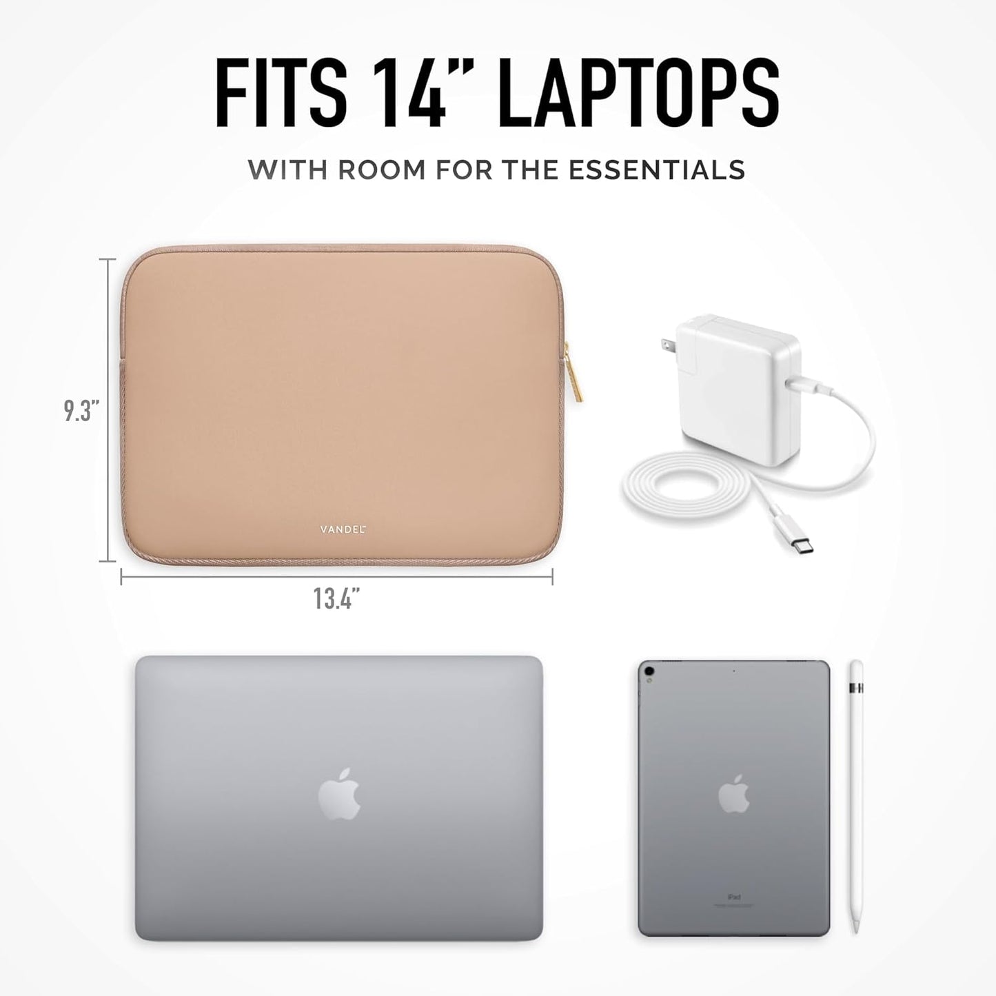 Vandel Slim MacBook Pro 14 inch Laptop Sleeve, Neoprene 14 Inch Apple MacBook Laptop Case Sleeve, Dell, HP Cover, Protective Asus, HP, Dell XPS Case, Computer Cover, Mac M1, M2, M3 Pouch