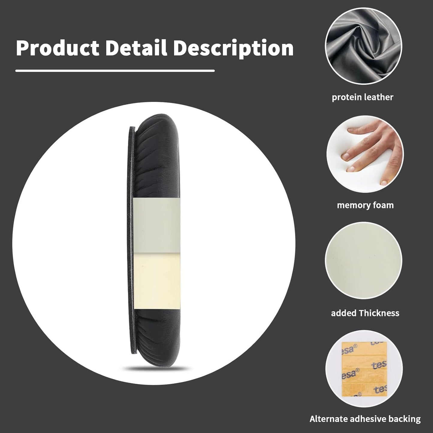 Damex Ear Cushions for Bose qc35 ii Replacement Ear Pads, Compatible with Bose QuietComfort 35 Replacement earpads, Increased Stitching,no Breakage, Protein Leather, Softly. (Black)