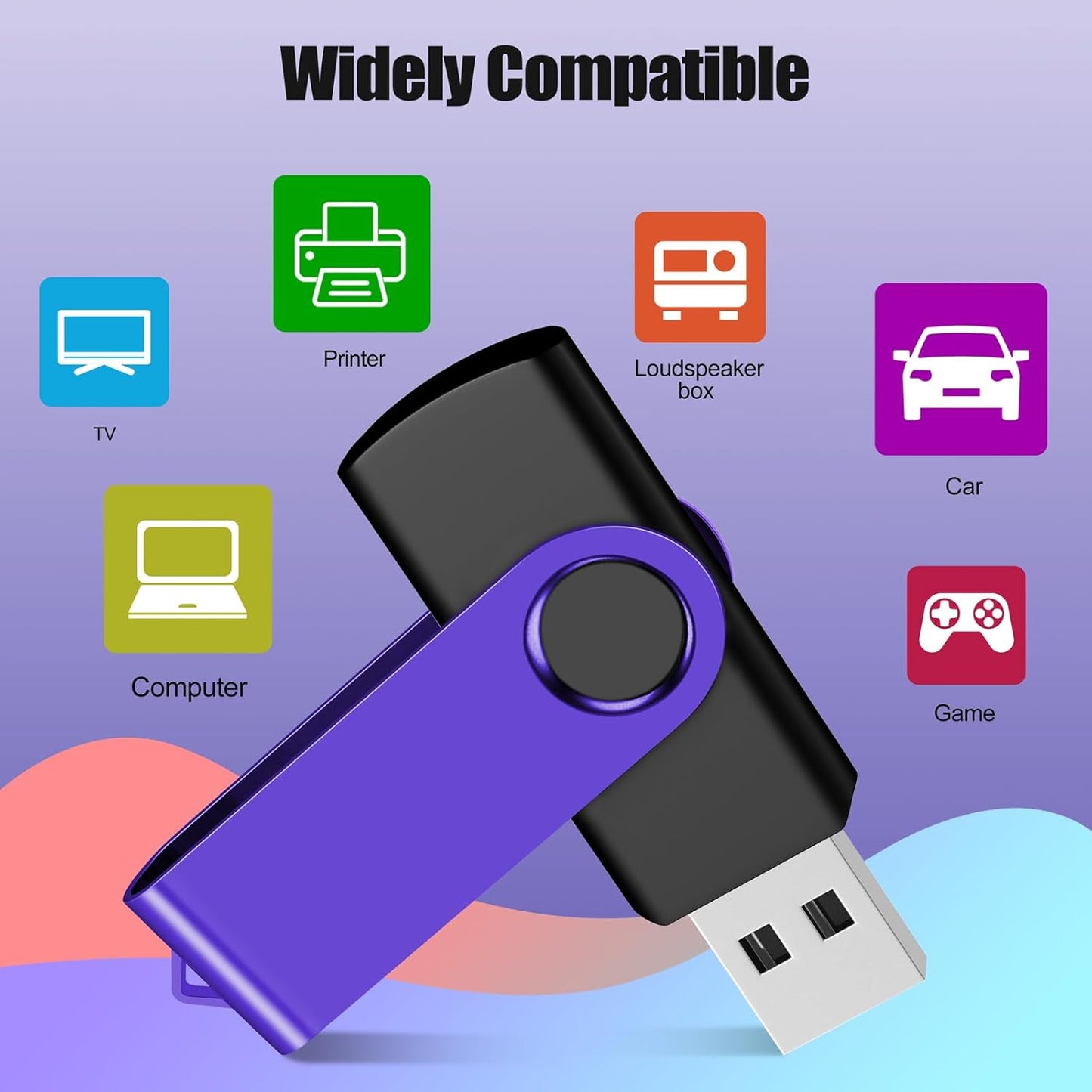 EASTBULL 8GB USB Flash Drive 100 Pack with Lanyards - USB 2.0 Jump Drive for Storage and Backup - Purple 100PCS