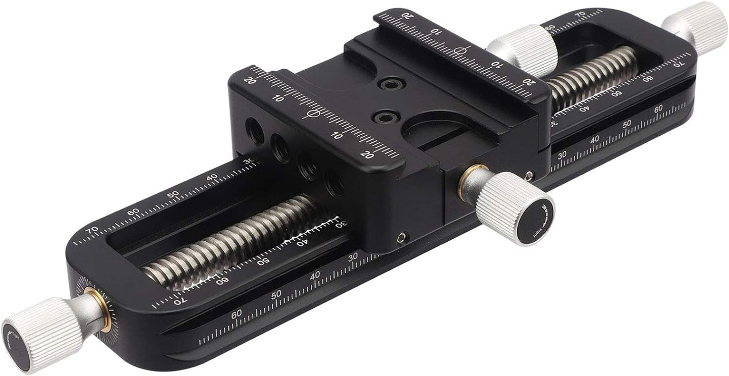 Haoge FM-160 Wormdrive Macro Rail for Macro Photography Track, Focus Stacking Precision Focus Slider/Close-up Shooting Clamp Plate Fine-Tuning Screw Rod