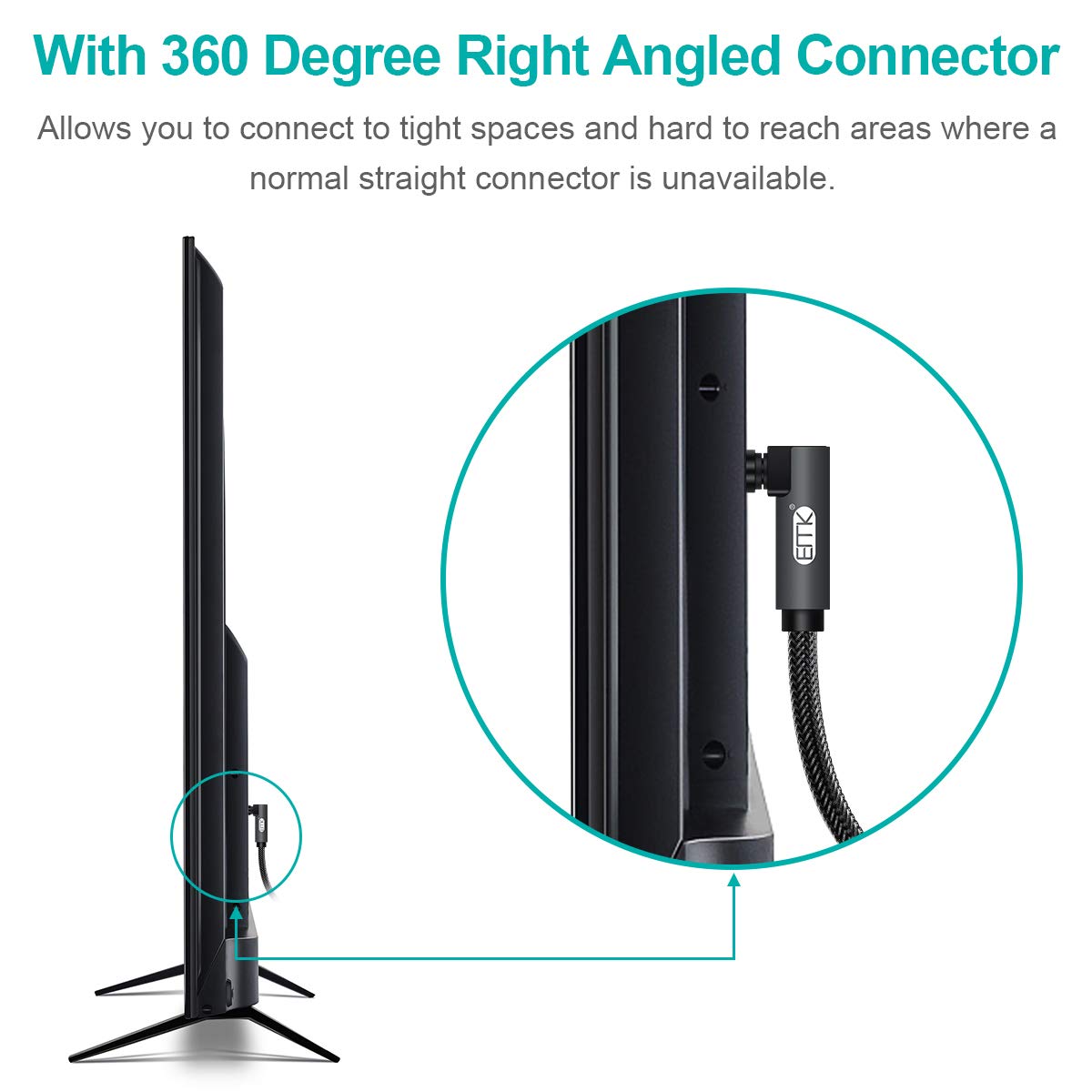 EMK 90 Degree Toslink Optical Cable 360 Degree Free-Rotating Plug Fiber Optic Cable S/PDIF Toslink Male to Male for Home Theater, Sound Bar, TV, PS4, Xbox,Grey (6.6ft/2m)