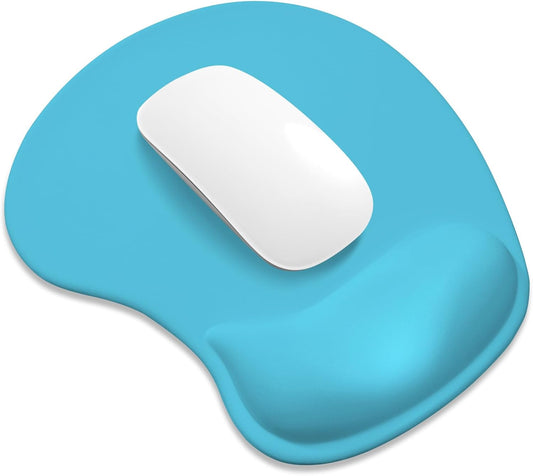 ITNRSIIET Ergonomic Mouse Pad, Cushioned Gel Wrist Rest, Non-Slip Base, Smooth Surface, Compatible with All Mice for Office & Gaming, Desk Accessory, 9.5 x 8.2 inch, Powder Blue