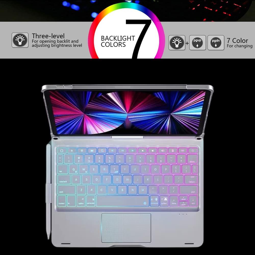 Keyboard case for iPad Mini 7 A17 Pro/Mini 6 Rotating,Touchpad Keyboard Case for iPad Mini 7th/6th Generation 8.3-inch with Trackpad Backlight Rotatable, Black