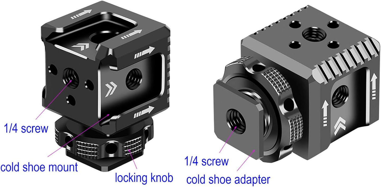 Cold Shoe Mount Adapter,Cold Shoe Extension - Triple Shoe Mount Extender for Camera,Monitor,Flash Accessories, Bracket for Led Lights,Microphones,Audio Recorder,Video Camera,Cage Accessories