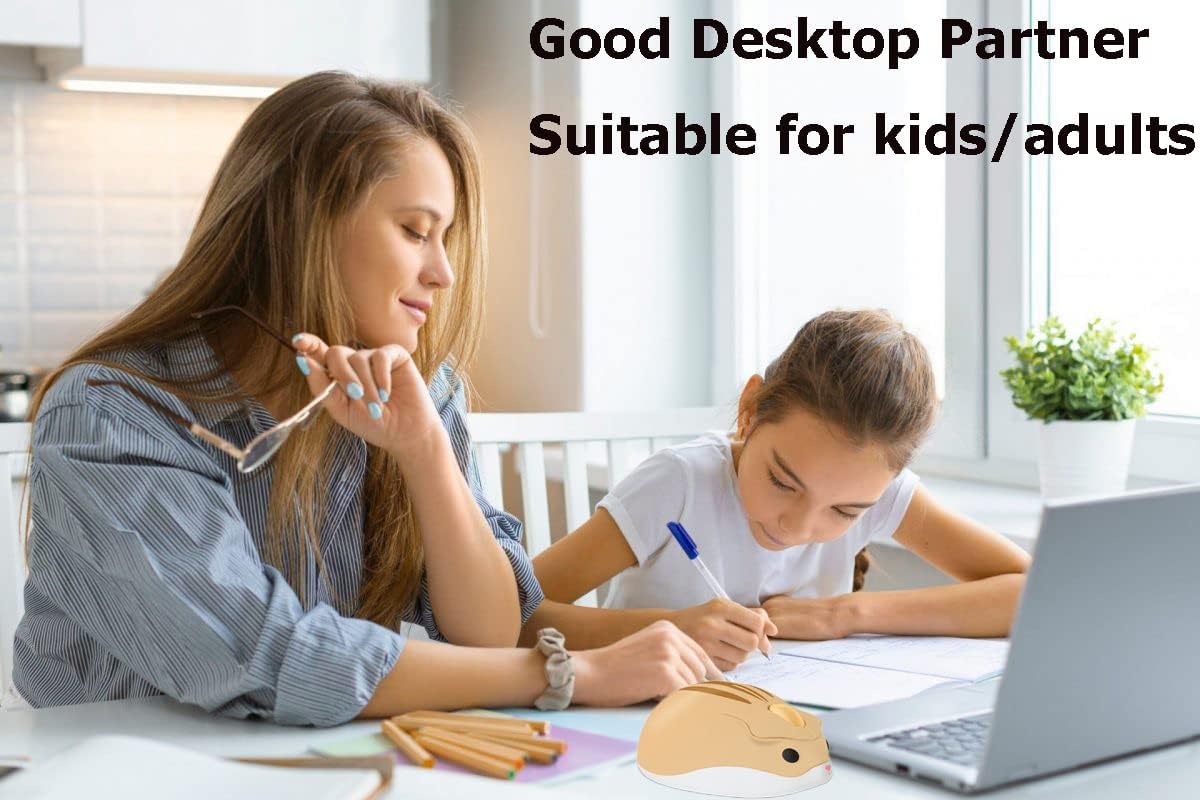 2.4GHz Wireless Mouse Cute Hamster Shape Less Noice Portable Mobile Optical 1200DPI USB Mice Cordless Mouse for PC Laptop Computer Notebook MacBook Kids Girl Men Women Adults Gift (Yellow)