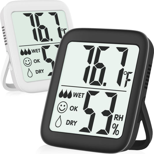Antonki 2 Pack Room Thermometer for Home, Indoor Hygrometer Humidity Meter Gauge, Digital Temperature and Humidity Sensor Monitor for House, Terrarium, Incubator, Greenhouse - Battery Included