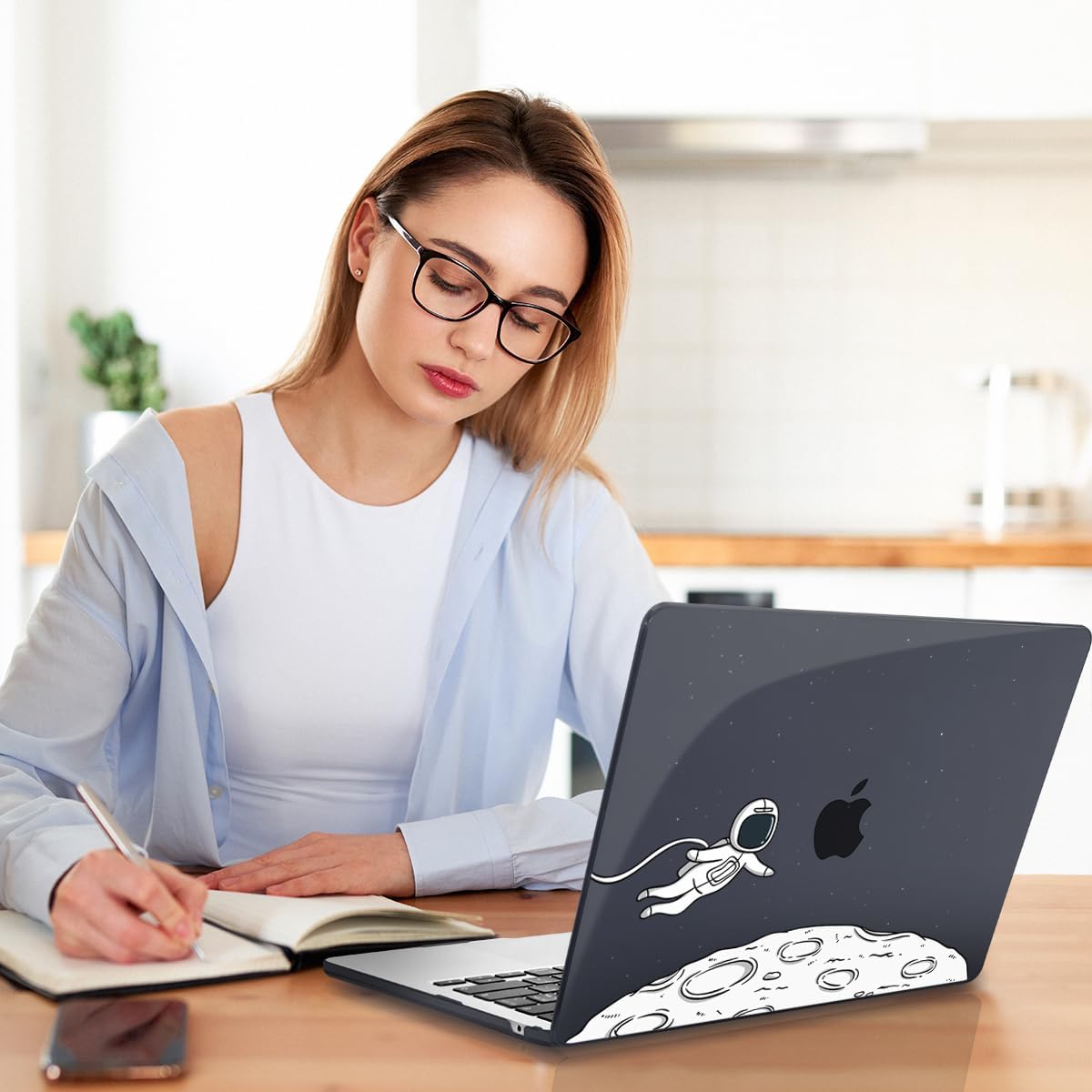 Teryeefi for M4 MacBook Air 13.6 inch Case 2022 2023 2024 2025 Release M3 A3113 M2 A2681 with Touch ID, Design Hard Shell Case+Keyboard Cover+Screen Protector+Type C Adapter, Floating Astronaut