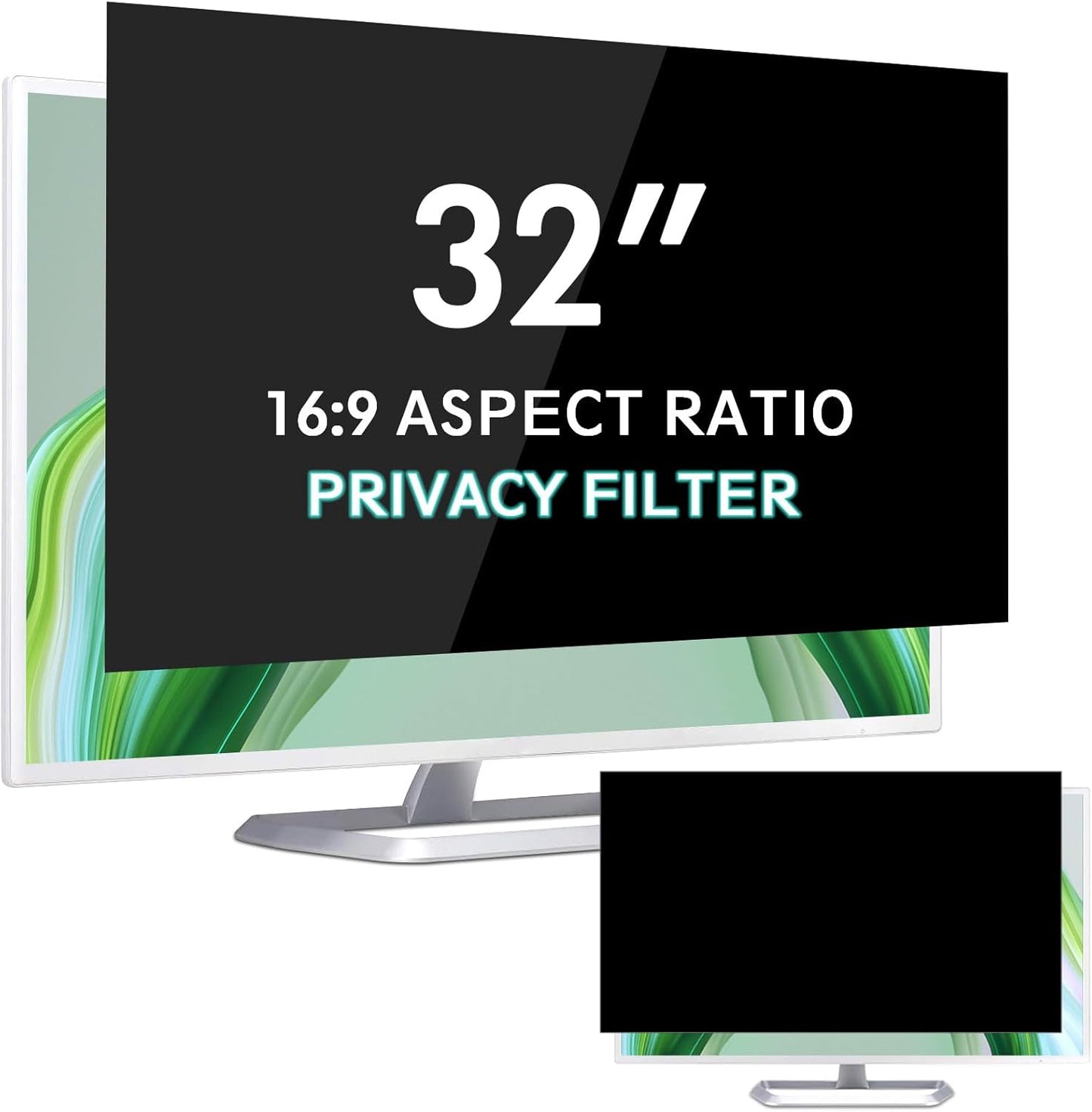 FILMEXT 32 inch Privacy Screen Filter for 16:9 Computer Widescreen Monitor, Removable 32 in Anti Blue Light Anti Glare Anti Spy Privacy Filter Shield-(27 5/8×15 5/8)