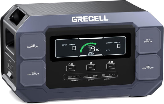 GRECELL Solar Generator 2200W Portable Power Station 1126Wh (4800W Peak), 1.25Hrs Fast Charging, LiFePO4 Battery Pack with 4×2200W AC Outlets, 2×PD 100W, Solar Generator for Home Use Outdoor RV