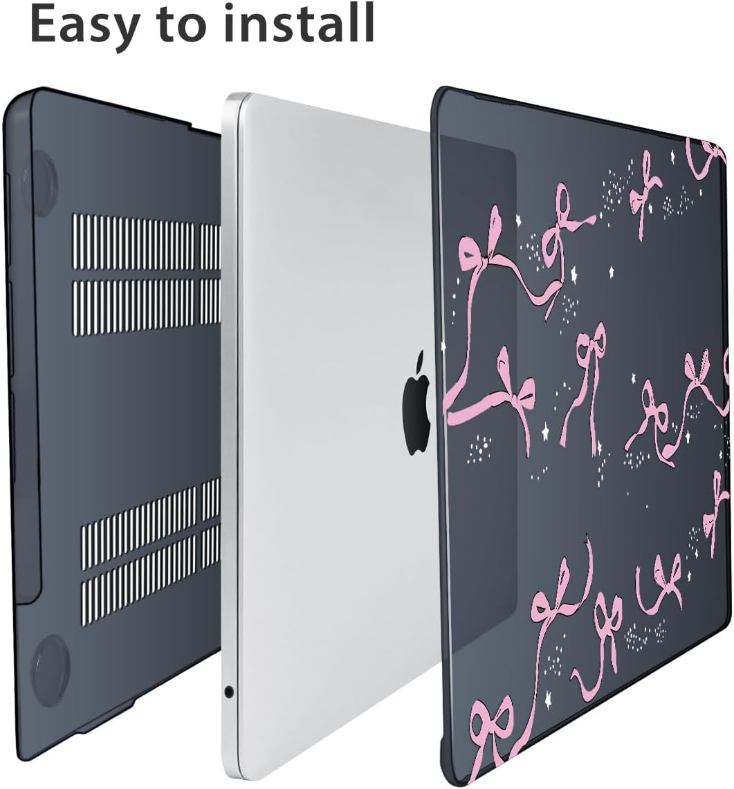 Compatible with MacBook Air 13.6 inch Case 2025 2024 2023 2022 Release M4 A3240 M3 A3113 M2 A2681 with Touch ID, Plastic Hard Shell Case&Keyboard Cover&Screen Protector&Webcam Cover, Bows-b