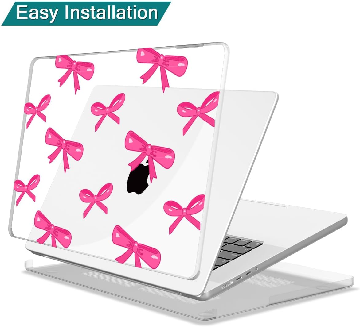 Teryeefi Case for MacBook Pro 14 inch 2024 2023 2021 M4 A3112 A3401 A3185 M3 A2918 A2992 M2 A2779 M1 A2442, Hard Shell Cover + Keyboard Cover for 14 inch MacBook Pro, Bows-A