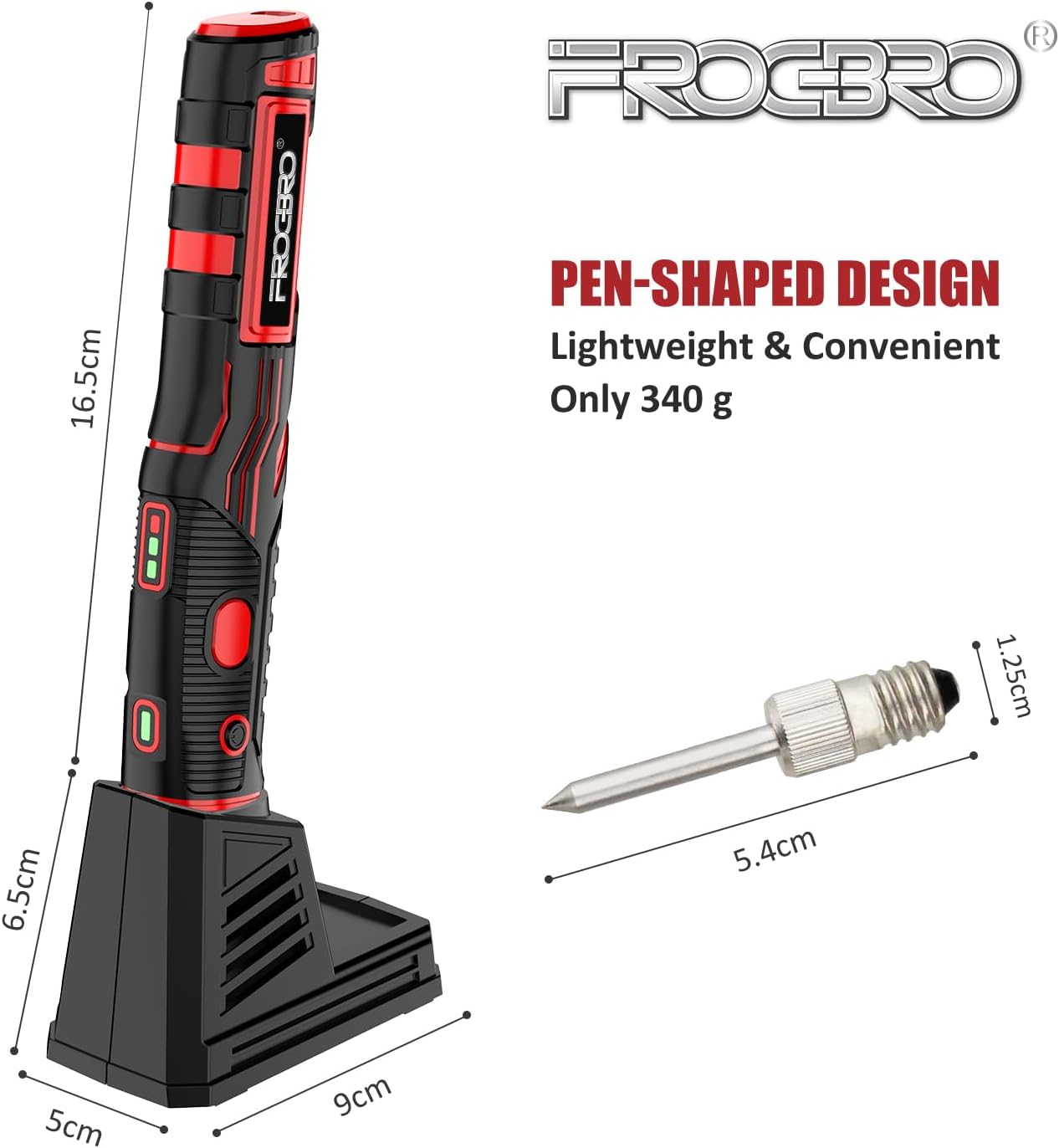 FrogBro 11W 2500mAh Cordless Soldering Iron Kit, Upgrade Max 968℉ Fast Heating Portable USB Rechargeable Soldering Iron High Capacity with Touch Sensor & LED Spotlight (2 tips+adaptor)