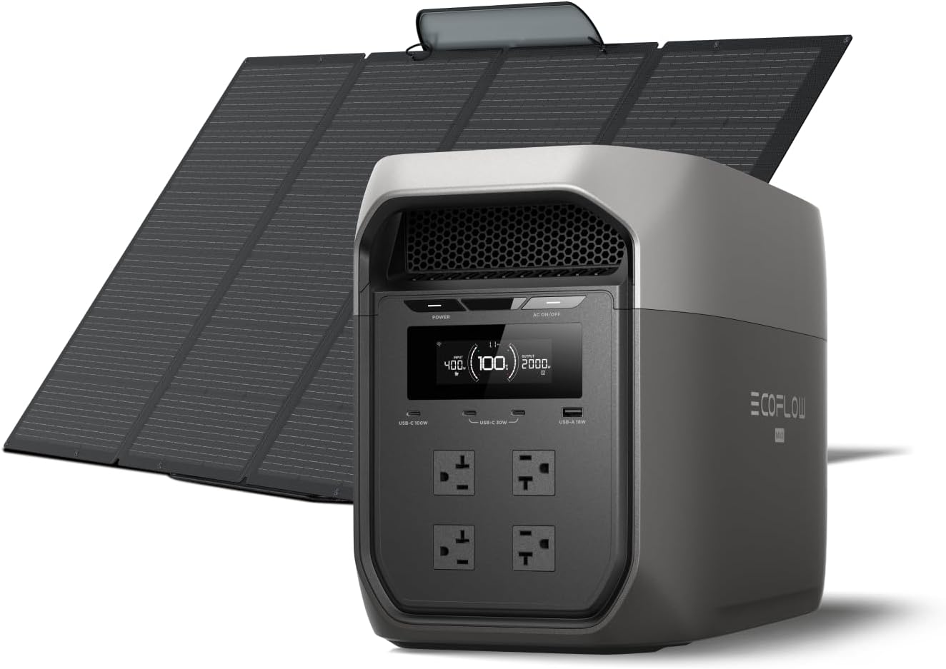 EF ECOFLOW Portable Power Station DELTA 3 MAX with 400W Bifacial Solar Panel, 3400W X-Boost Output, Ultra-Fast 0-80% Charging in 1.13 Hr, Home Backup & RV Camping