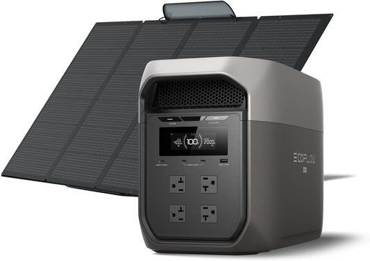 EF ECOFLOW Portable Power Station DELTA 3 MAX with 400W Bifacial Solar Panel, 3400W X-Boost Output, Ultra-Fast 0-80% Charging in 1.13 Hr, Home Backup & RV Camping