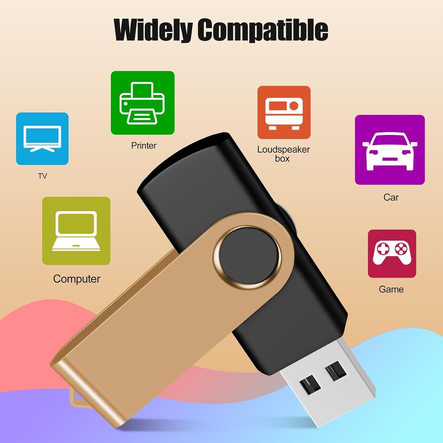 EASTBULL 1GB USB Flash Drive Bulk Thumb Drives 100 Pack with Lanyards USB 2.0 Memory Sticks Zip Drive Pen Drive for Storage and Backup Gold 100PCS 1GB