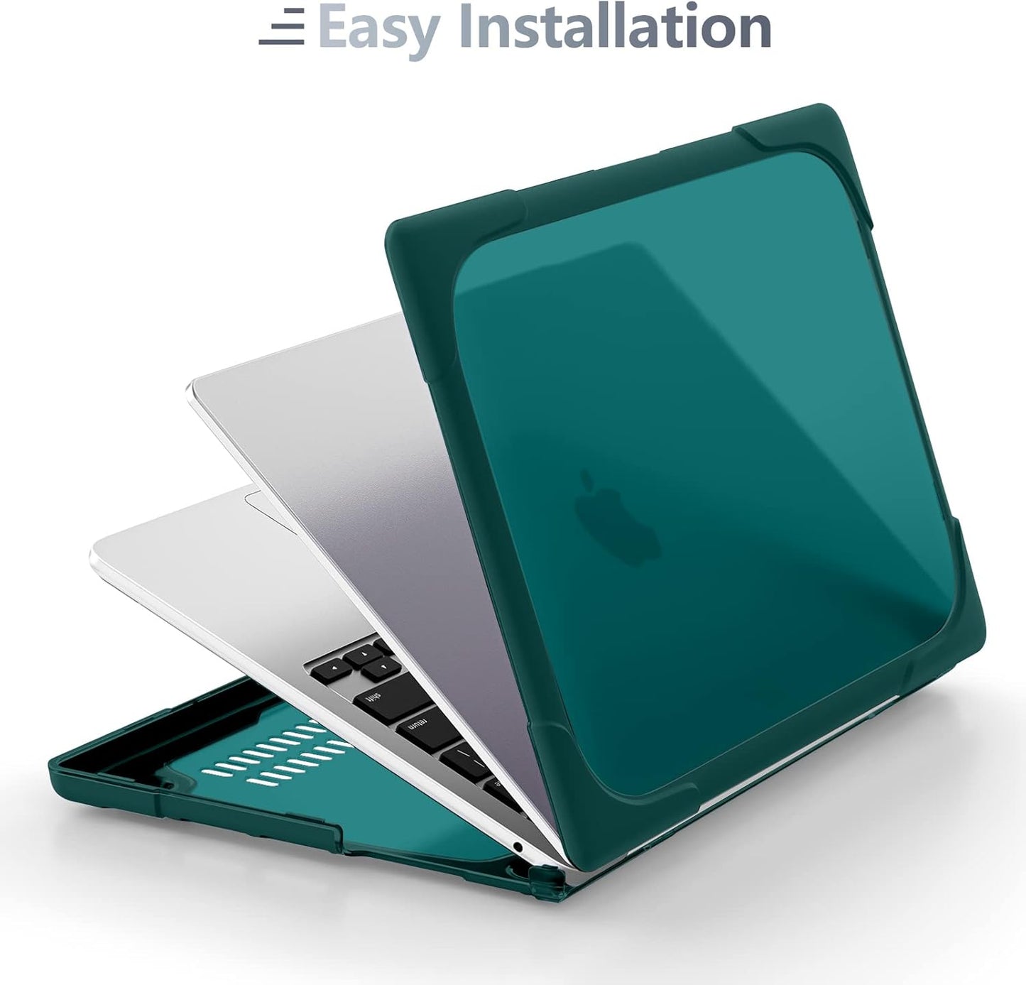 Batianda for New MacBook Air 13.6 inch Case 2025 M4 2024 2022 Release Model A3240 A2681(M2) A3113(M3), Heavy Duty Shockproof Protective Hard Shell with Fold Kickstand & Keyboard Cover, Teal