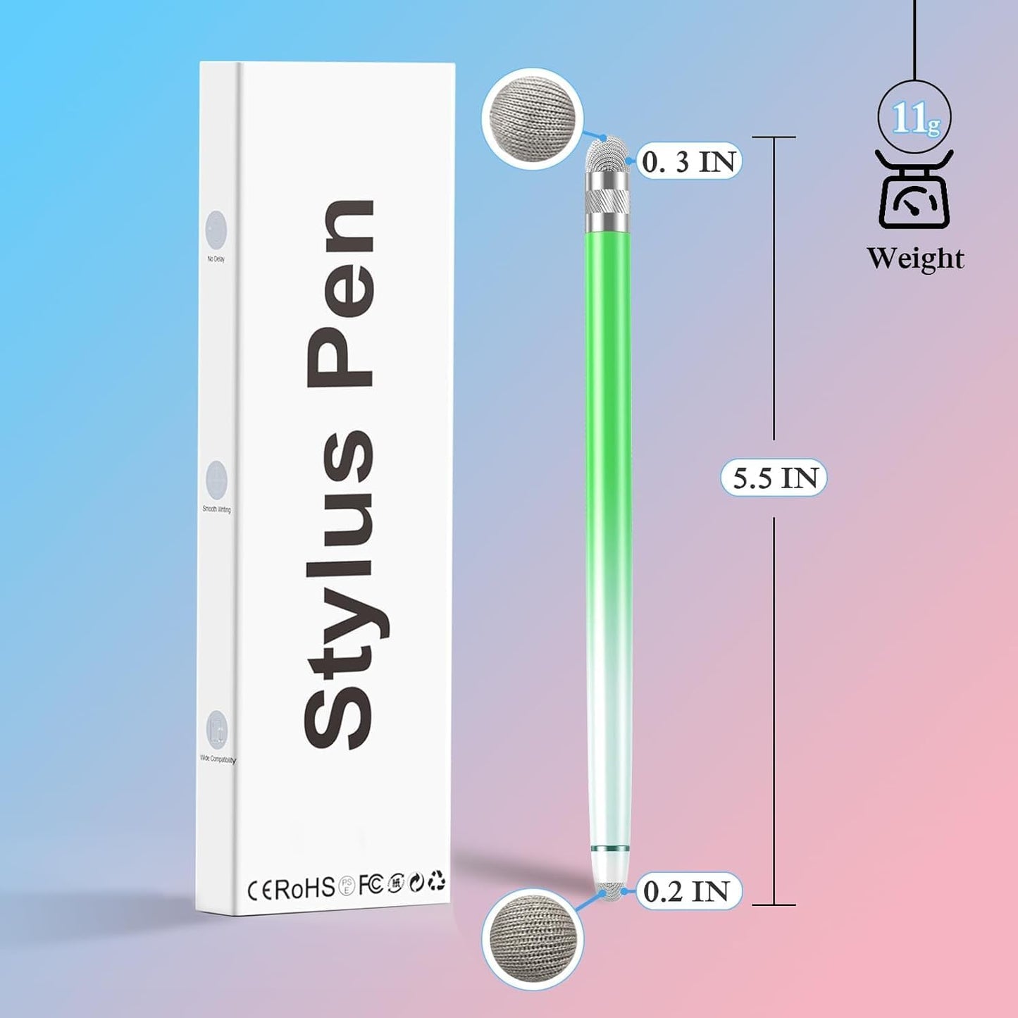 5PCS Stylus Pens for Touch Screens, Stylus Pen for iPhone/iPad/Tablet Android/Microsoft/Surface, Compatible with All Touch Screens (Purple/Pink/Blue/Green/Yellow)