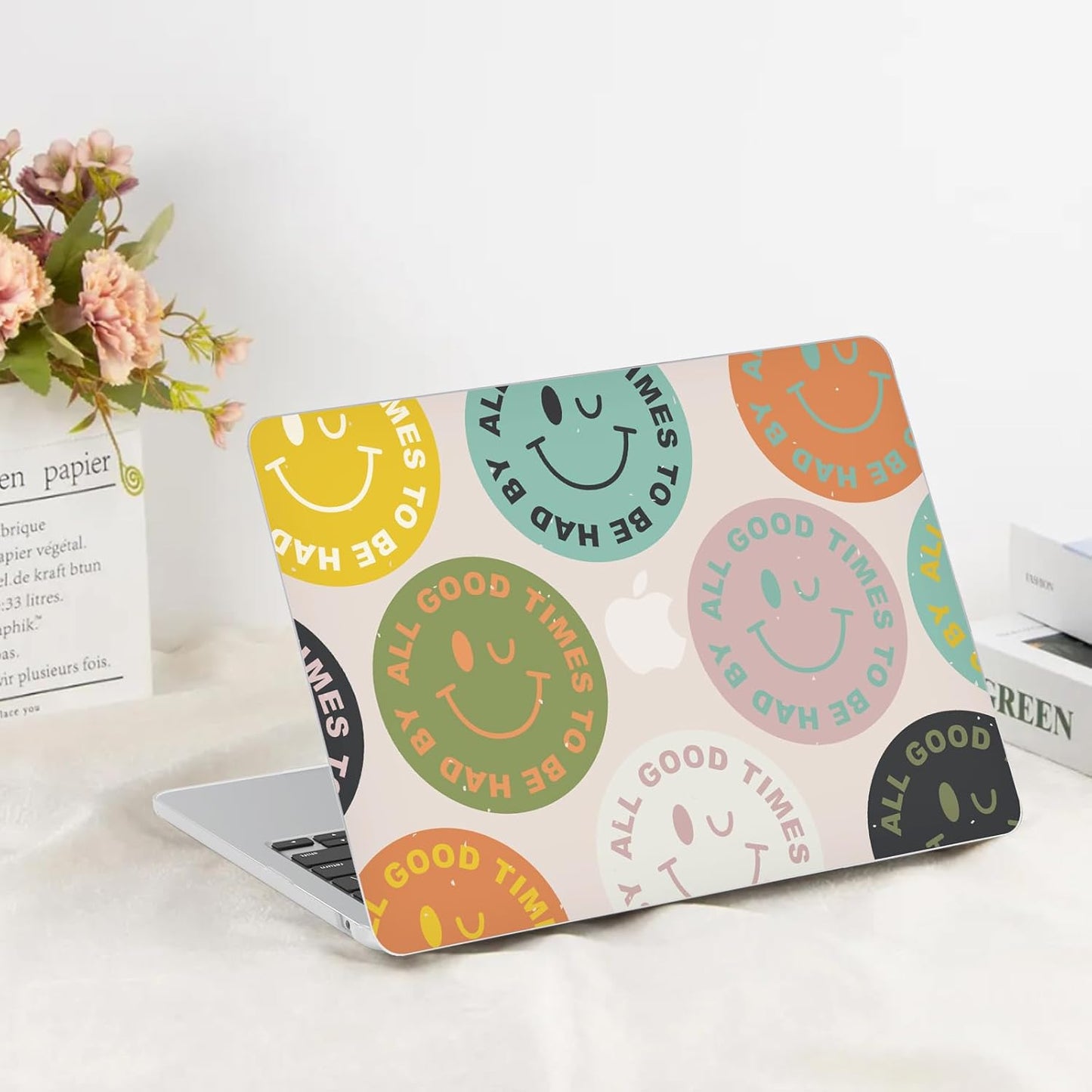 G JGOO Compatible with MacBook Air 13 inch Case 2025 2024 2023 2022 M4 A3240 M3 A3113 M2 A2681, Plastic Hard Shell for MacBook Air 13.6 inch Case + Keyboard Cover + Screen Protector, Colorful Face