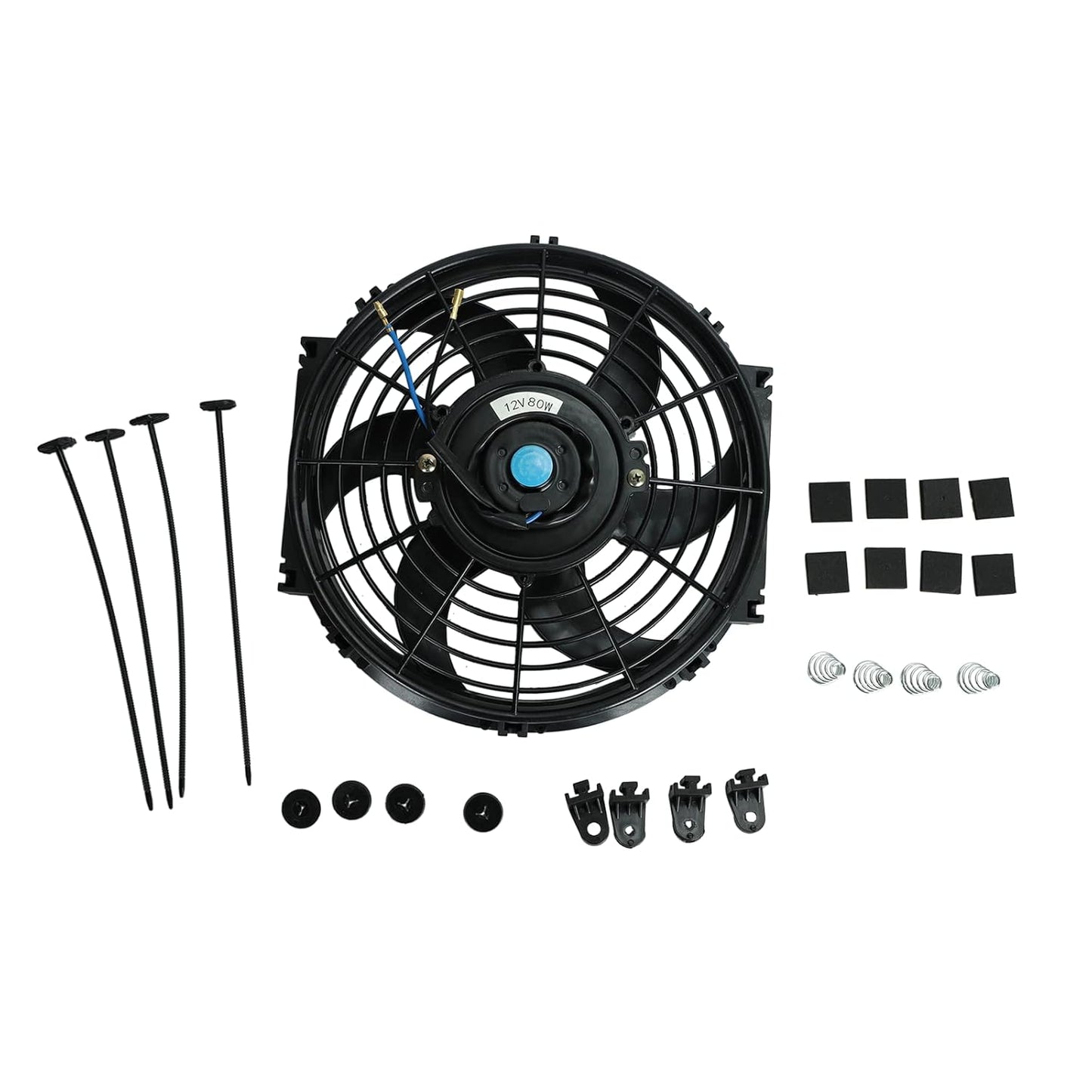 7 Inch Universal Slim Fan Push Pull Electric Radiator Cooling Fan 12V 80W Mount Kit Black Set of 2