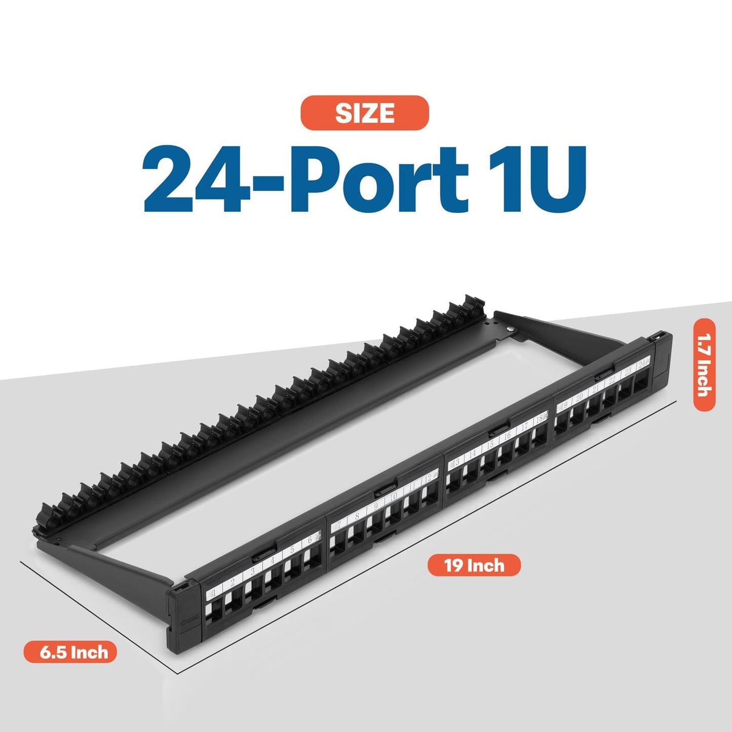 Everest 24 Port Keystone Patch Panel (10-Pack) - Removable 6-Port Panels - Use with Slim Profile Keystones ONLY (Wider Jacks May not fit Side by Side) - 8 Blank Keystone Jack Inserts Included