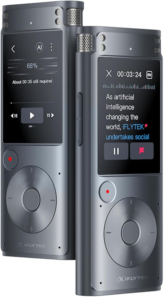 iflytek Offline Voice Recorder with AI Transcription,Recording Device with Playback Secure Digital 5-Language Voice-to-Text, Noise Reduction, AI Voice Recorder for Meetings, Interviews, Learning