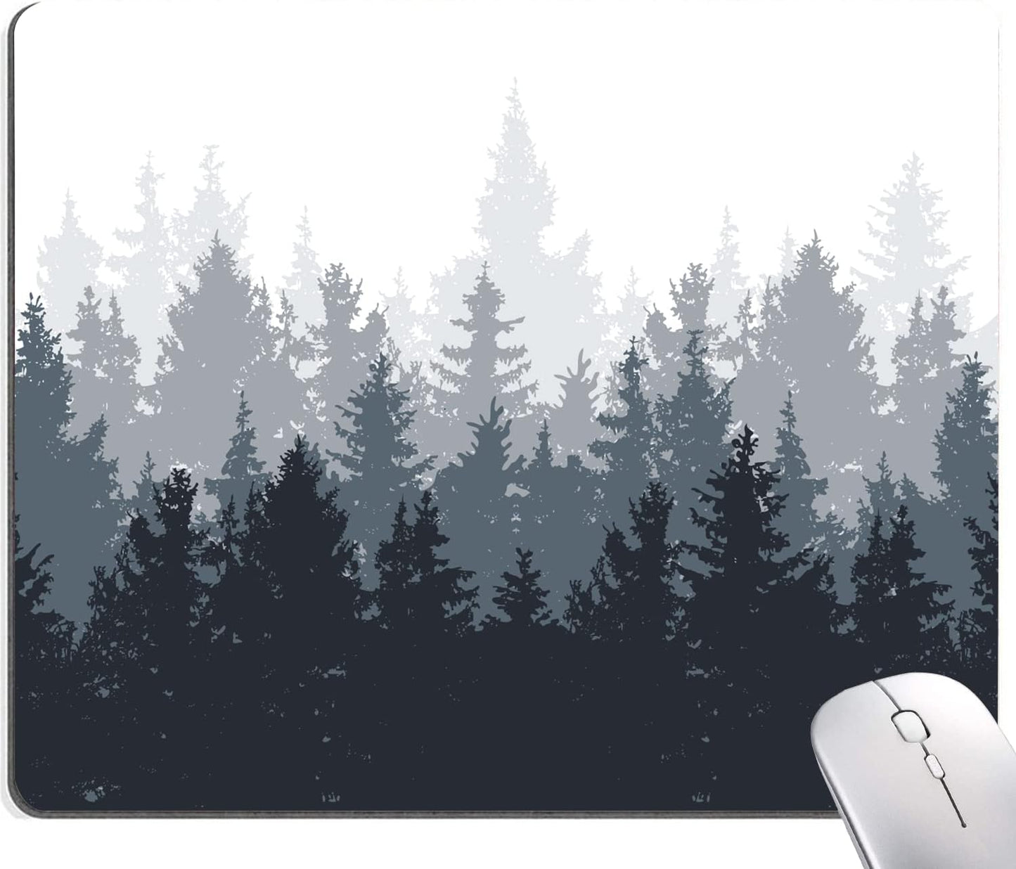 Forest Mouse Pad - Square Waterproof Non-Slip Rubber Base for Office Laptop, 9.5"x7.9"x0.12" Inch (Watercolor Forest)