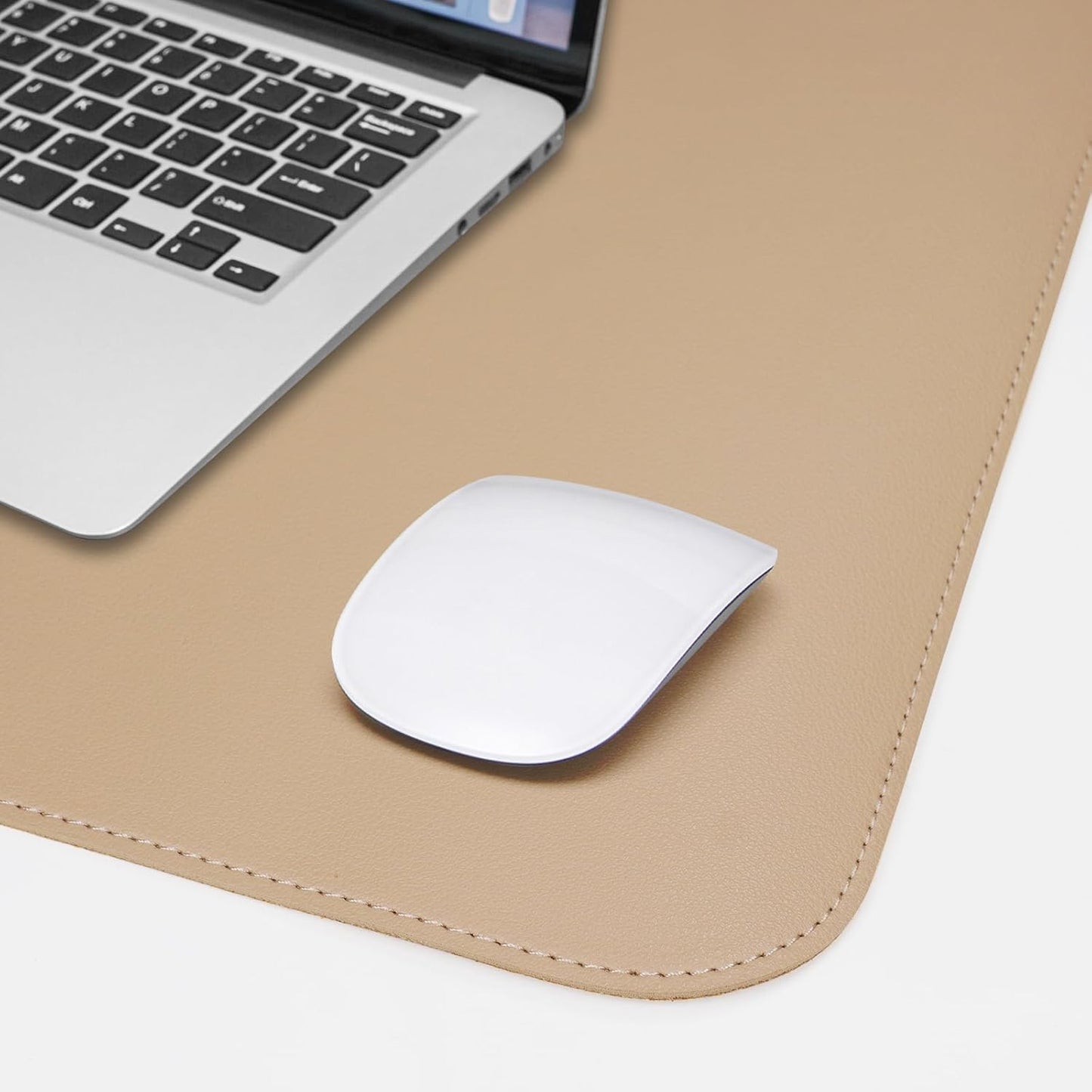 AFIING Leather Desk pad Protector, Large Desk mat with Natural Cork & PU Leather,Mouse pad,Non-Slip Office Desk Mat,Waterproof Desk Writing Pad for Office and Home (35.4in*17in,Dark Apricot)