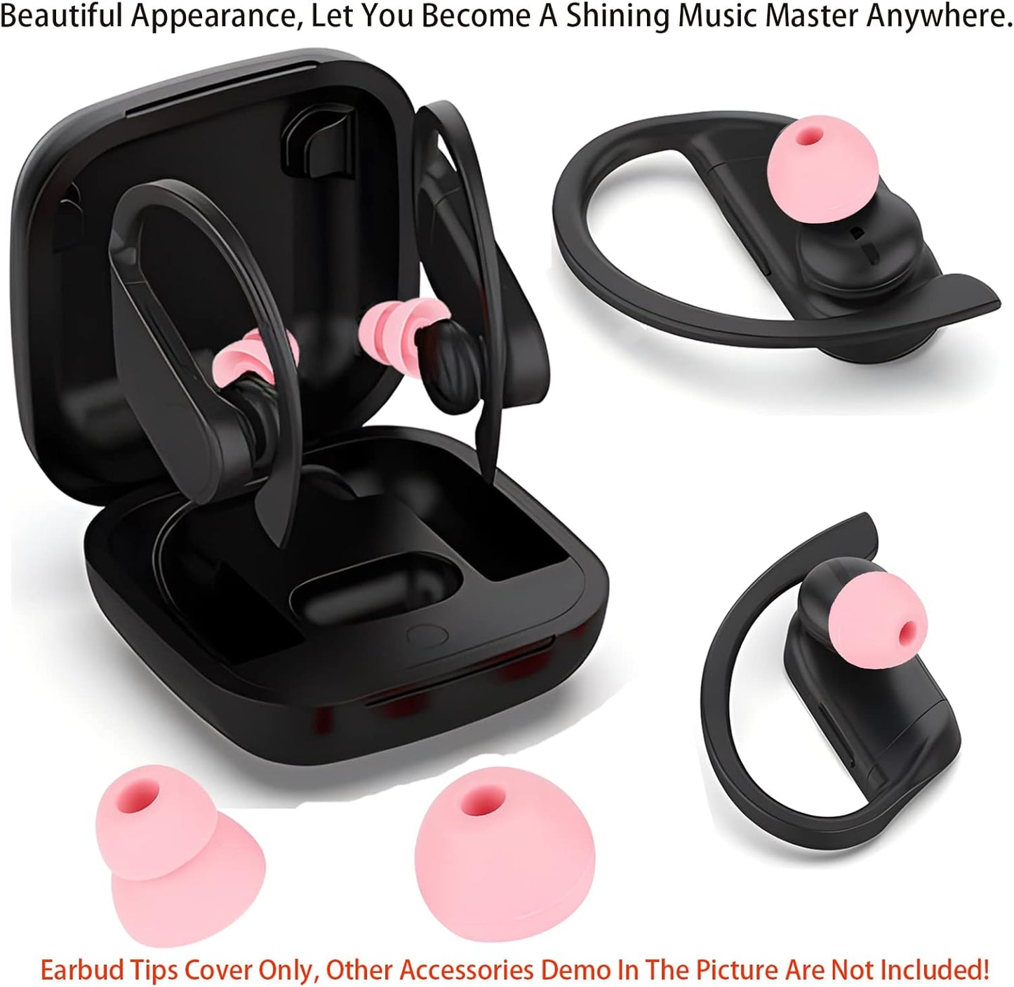 Earbud Tips Earbuds Replacement Tips Replacement Earbud Tips Earbud Covers Silicone Tips Replacement Ear Tips Compatible with Powerbeats Pro Beats Wireless Earphone Headphones 4 Pairs (Pink)