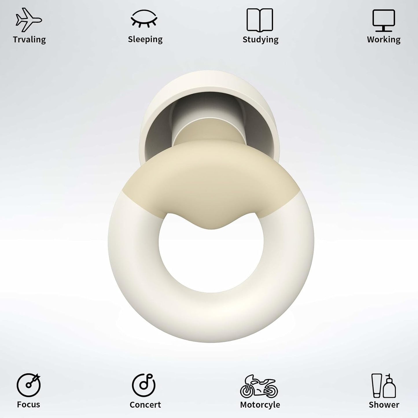 Ear Plugs for Sleeping, 2 Pairs of Reusable Earplugs for Noise Reduction 25dB-30dB with 8 Ear Tips, Soft Hearing Protection Ear Plugs for Concert,Noise Sensitivity, Study & Work