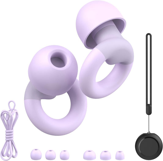 Earplugs for Sleeping & Noise Reduction - Soft Silicone Earplugs with 7 Pairs Ear Tips & One Connection Cord, Hearing Protection for Sleeping, Concerts, Work & Sound Reduction 25dB-30db