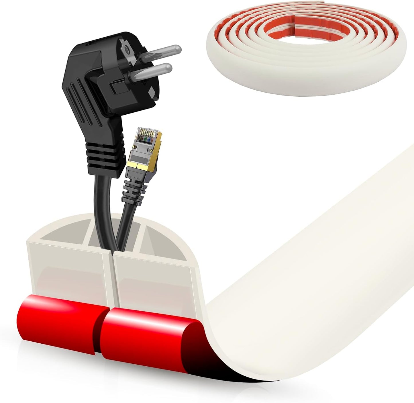 Floor Cord Cover Cable Cavity Self Adhesive Cord Hider Floor 10FT Floor Cable Management Power Cord Protector Floor Electric Cord Covers for Offices, Gym, Exhibitions (Beige, 1.57" x 10')