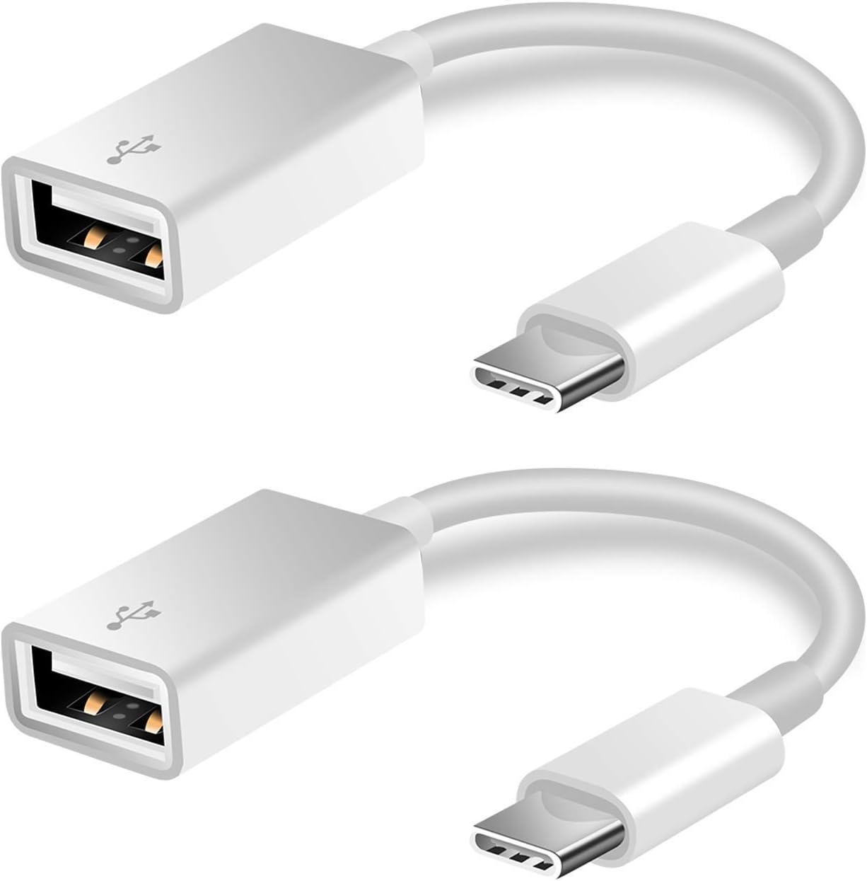 FLEAVER USB C to USB Adapter [2 Pack],Type-C OTG Cable Type C Male to USB A Female Adapter Compatible with Pro/Air 2019 2018 2017,S20 S20+ Ultra Note 10 S9 S8 (White)