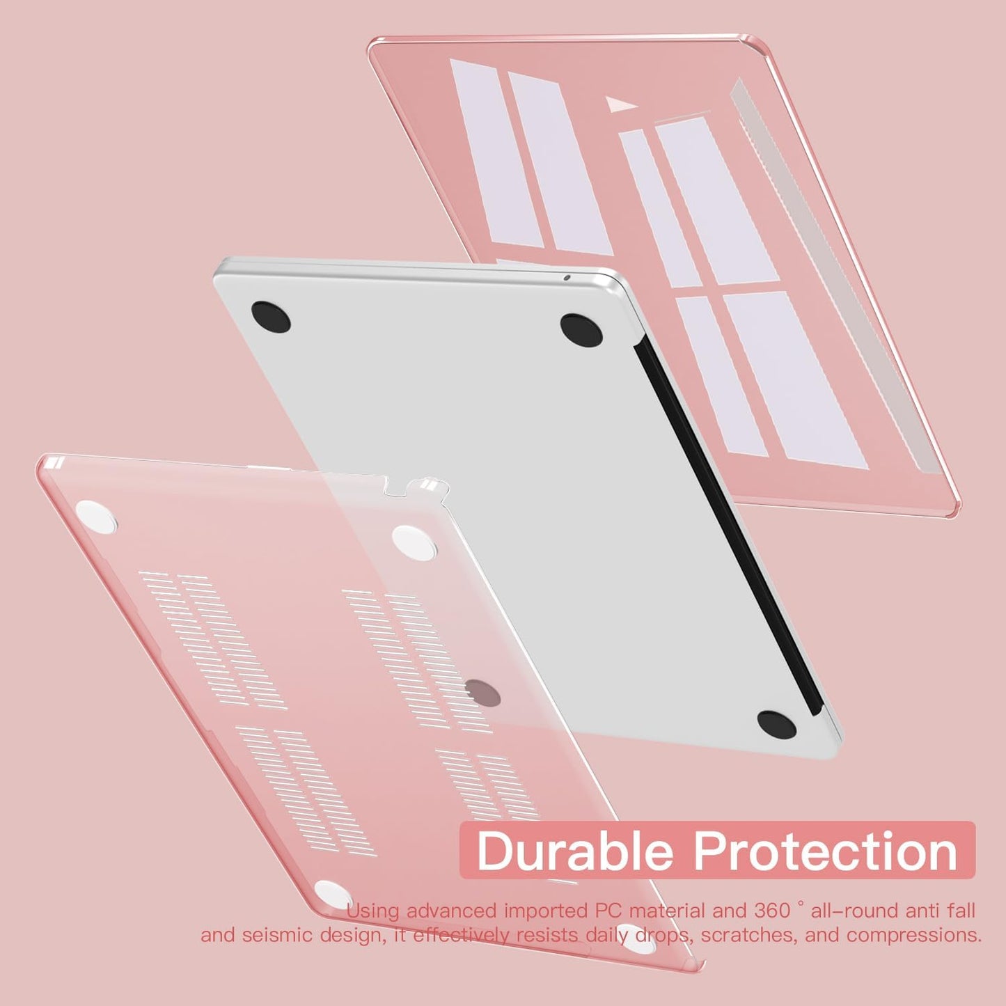 CISSOOK Compatible with MacBook Air 13.6 inch Case Pink 2022 2023 2024 2025 Release A2681 A3113 A3240, Plastic Shell & Keyboard Cover for MacBook Air 13 M4 M3 M2, Clear Pink