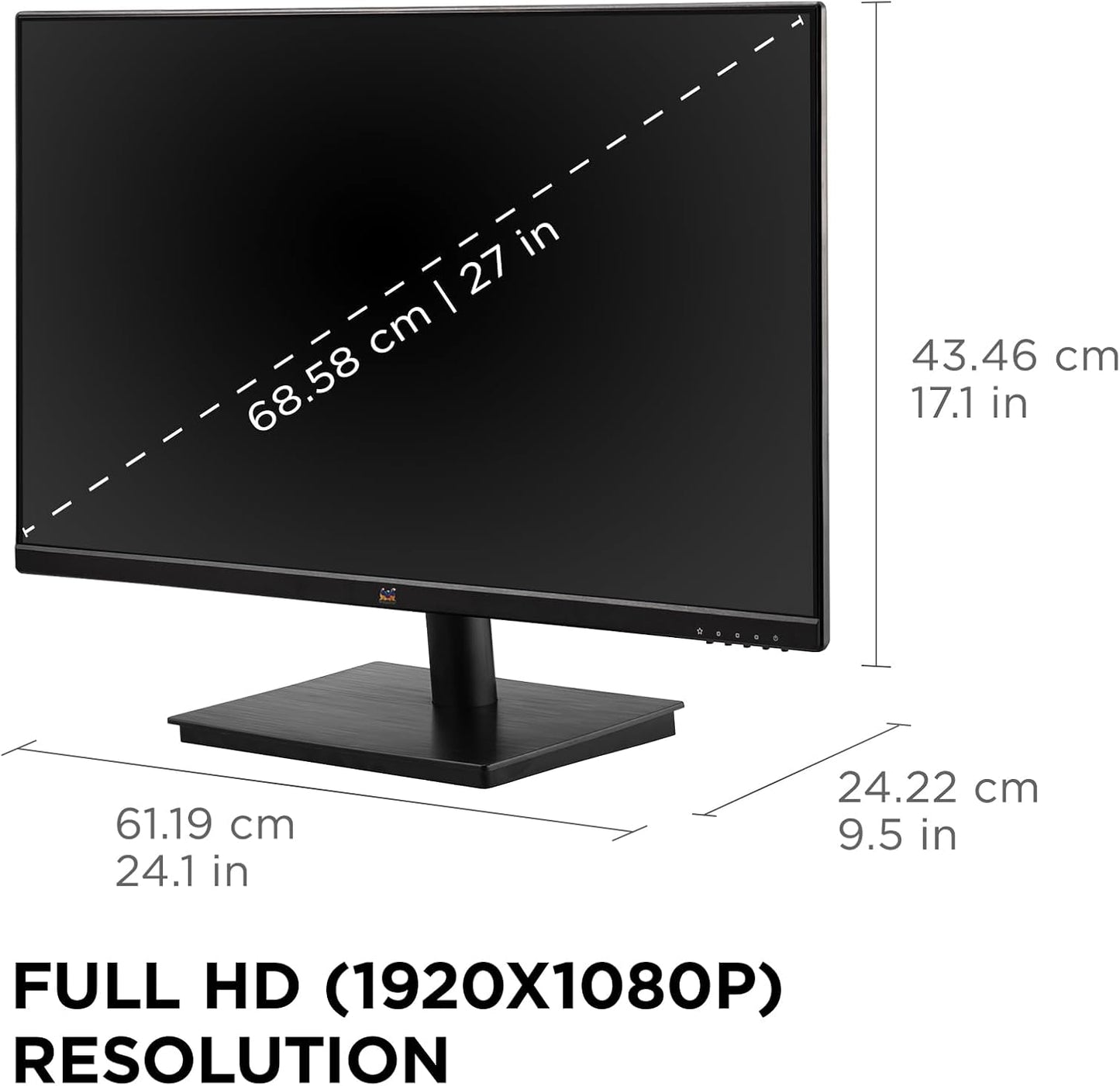 ViewSonic VA2709M 27 Inch IPS Full HD 1080p Monitor with 100Hz, Thin Bezels, Eye Care, HDMI, VGA Inputs for Home and Office