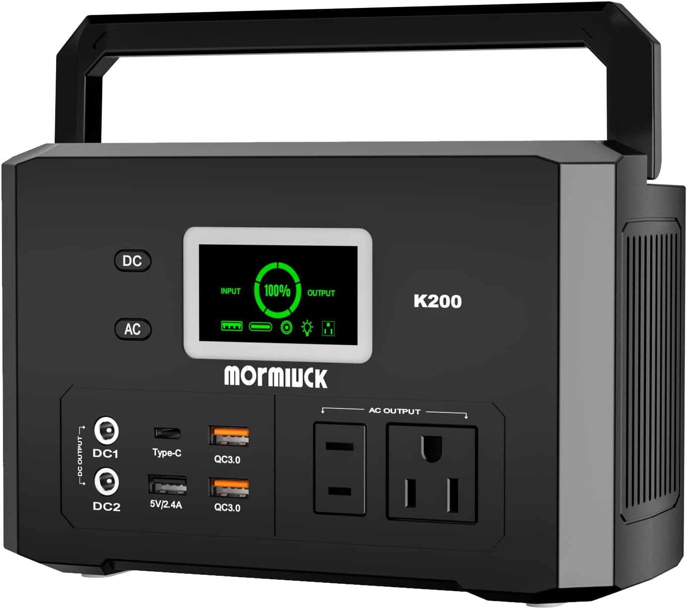 200W Portable Power Station (400W Peak), mormluck 118Wh Solar Generators with 110V/200W AC Outlet（NO SOLAR PANEL）, 32000mAh Lithium Battery for Home Backup, Outdoor Adventures, and RV Emergencies